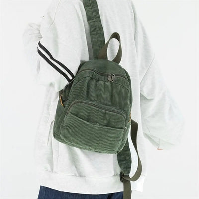 Casual Small Backpacks Aesthetic Corduroy Mini Backpack Purse Japanese Style Travel Roomly Double Shoulder Bags New Hot