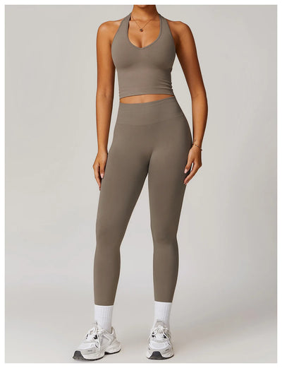 Seamless Athletic Wear Women's Clothes 2 Pieces Yoga Set Workout Sportswear Gym Clothing High Waist Leggings Fitness Sports Suit