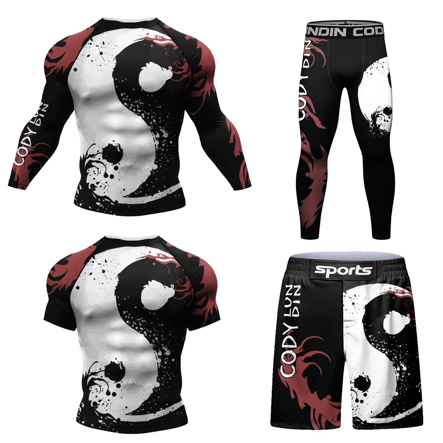 Hot sale Cody Lundin Durability MMA BJJ Rash Guard Tight Exercise Jogging T-Shirts+Pants 3D Print Compression Boxing Tracksuit