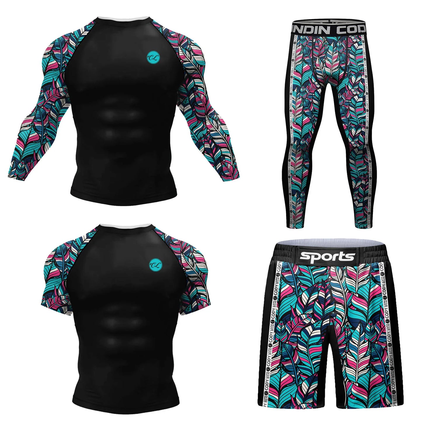 Hot sale Cody Lundin Durability MMA BJJ Rash Guard Tight Exercise Jogging T-Shirts+Pants 3D Print Compression Boxing Tracksuit