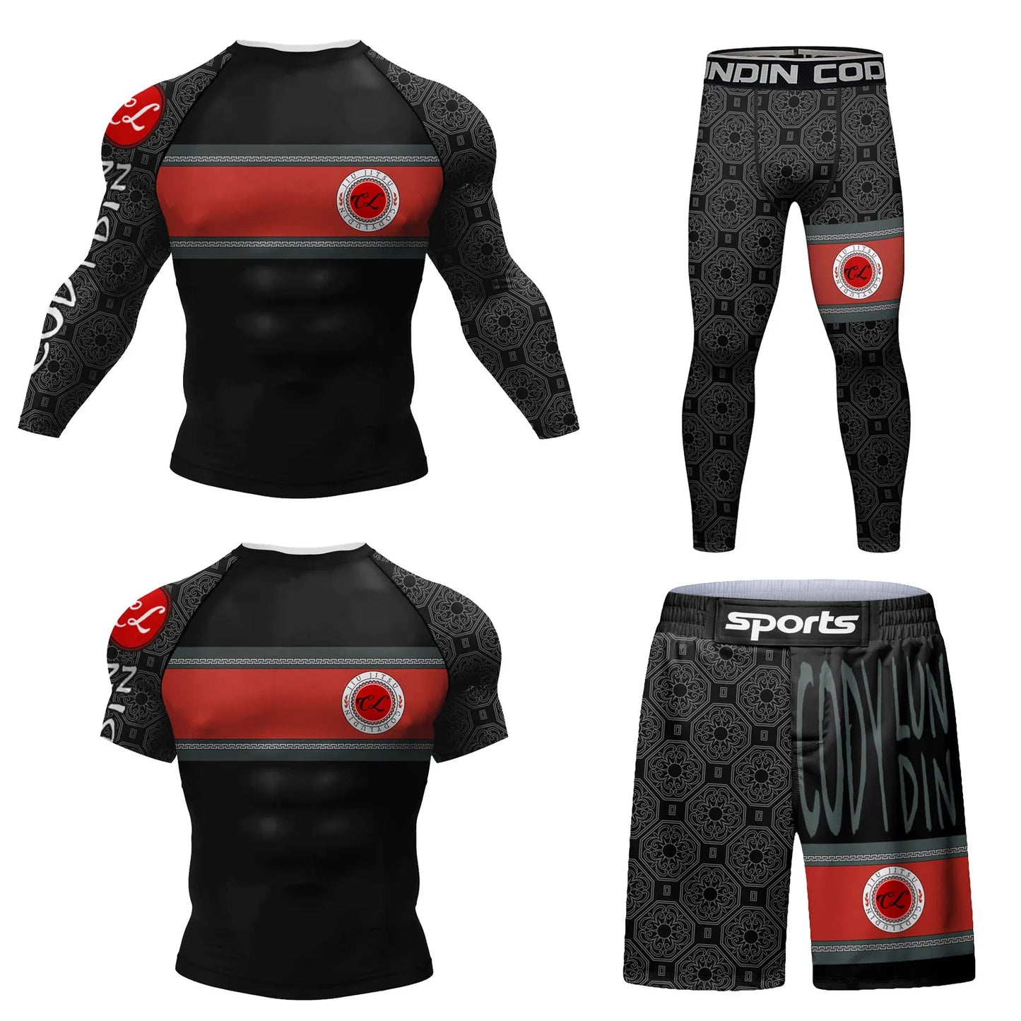 Hot sale Cody Lundin Durability MMA BJJ Rash Guard Tight Exercise Jogging T-Shirts+Pants 3D Print Compression Boxing Tracksuit