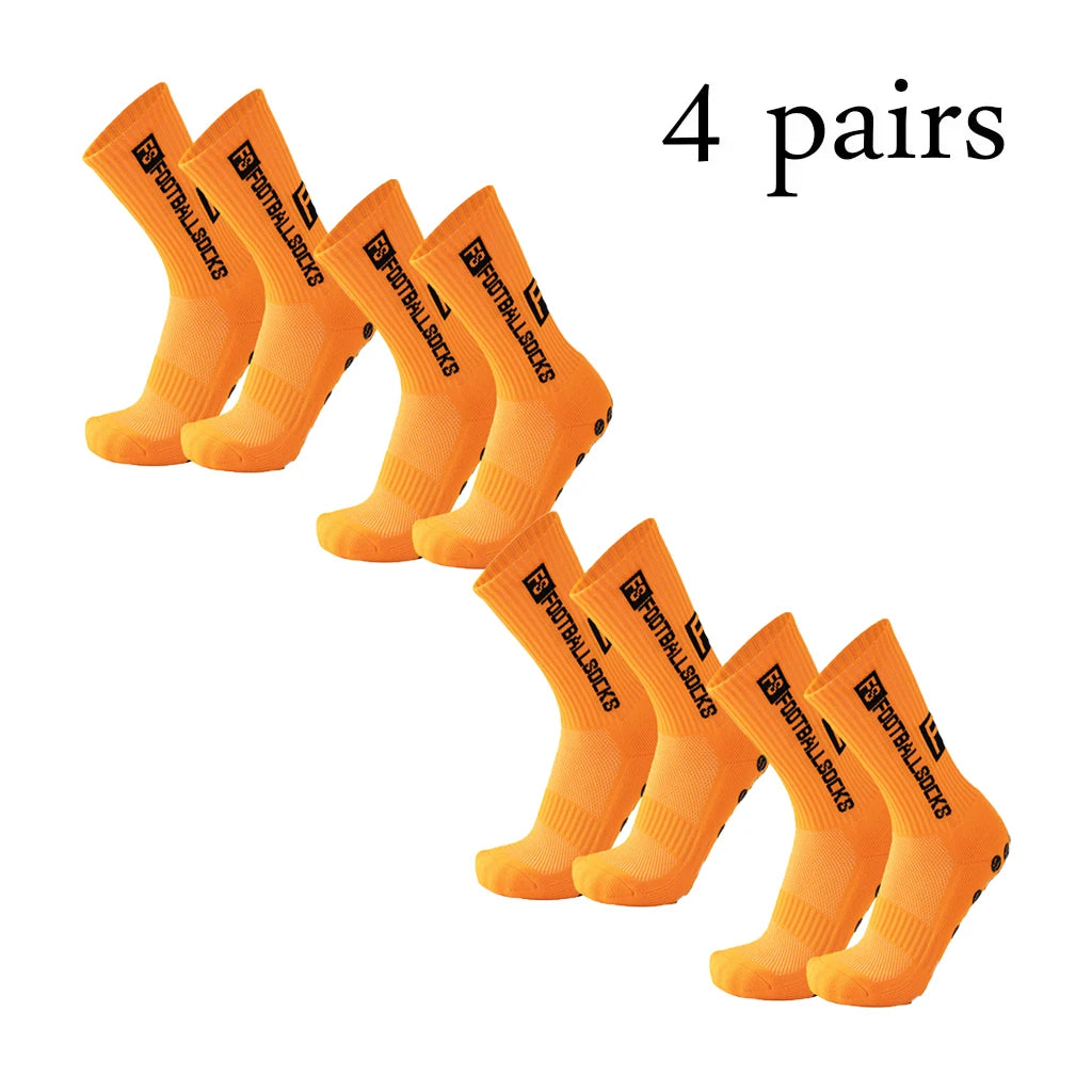 Grip Soccer Socks Anti Slip Non Slip Men's Athletic Socks for Football Basketball Sports, 4 Pair