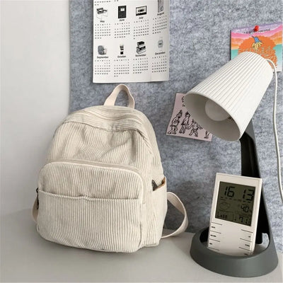 Casual Small Backpacks Aesthetic Corduroy Mini Backpack Purse Japanese Style Travel Roomly Double Shoulder Bags New Hot