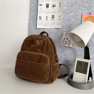 Casual Small Backpacks Aesthetic Corduroy Mini Backpack Purse Japanese Style Travel Roomly Double Shoulder Bags New Hot