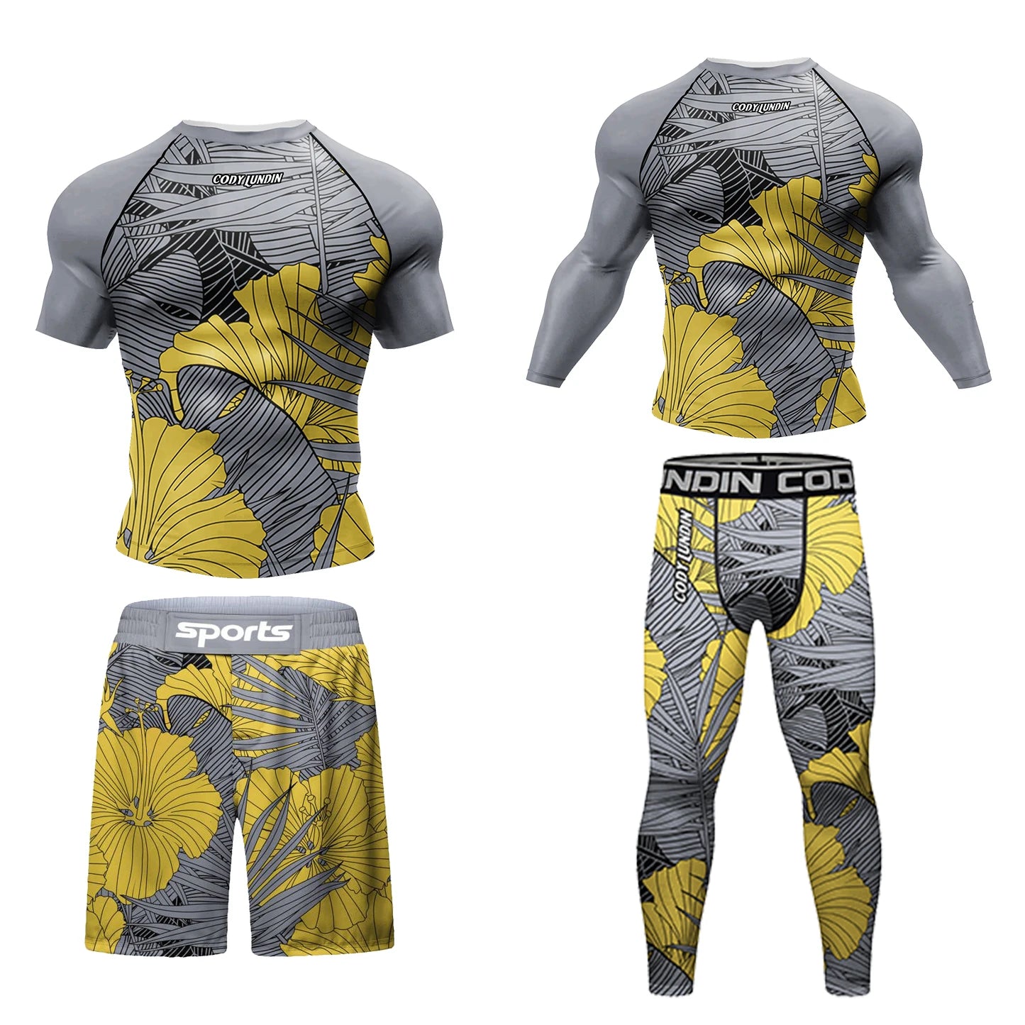 Hot sale Cody Lundin Durability MMA BJJ Rash Guard Tight Exercise Jogging T-Shirts+Pants 3D Print Compression Boxing Tracksuit