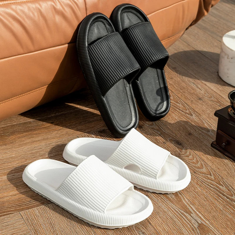 Support shoes home bathroom bath slippers female non-slip thick soles step on shit outside wearing sandals men