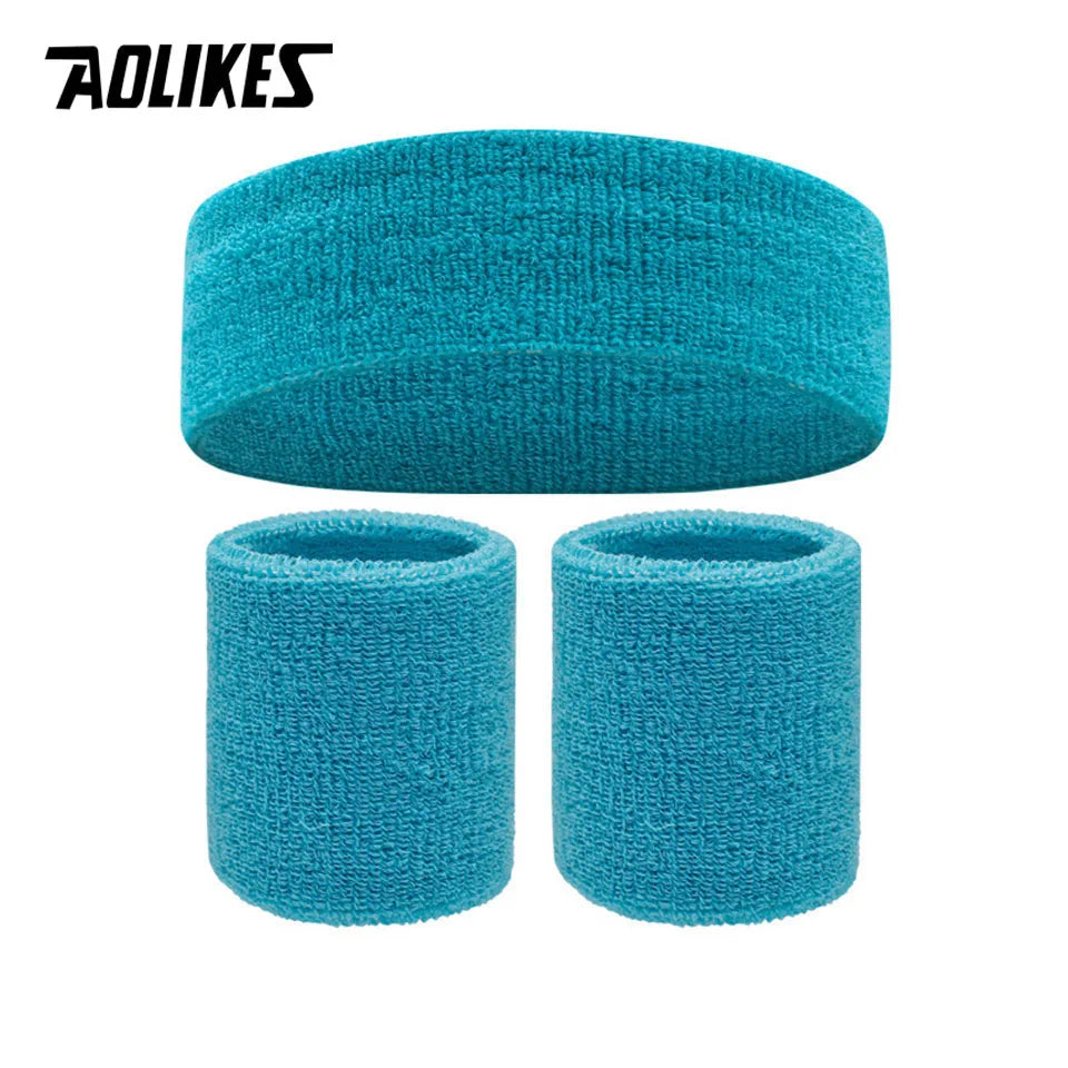 AOLIKES Sweat Band Headband Wristbands for Men - Head Wrist Sweatband Set - Ideal for Sports Athletics Event Workout Basketball