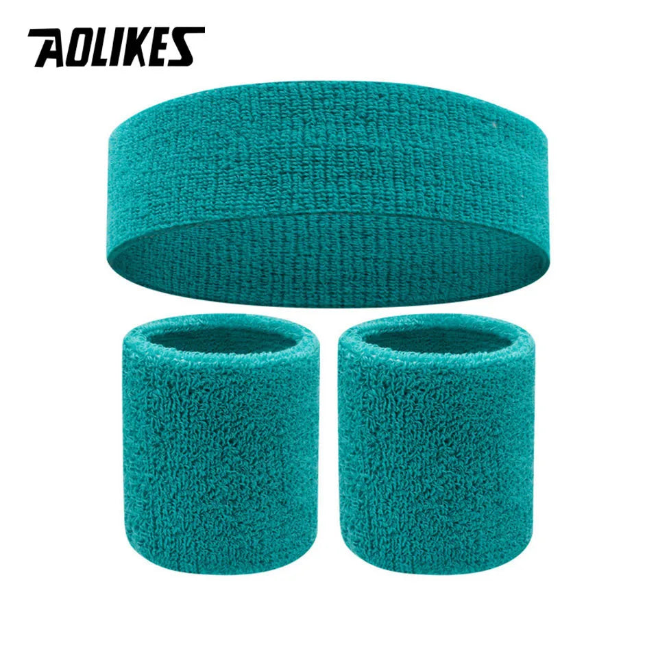 AOLIKES Sweat Band Headband Wristbands for Men - Head Wrist Sweatband Set - Ideal for Sports Athletics Event Workout Basketball