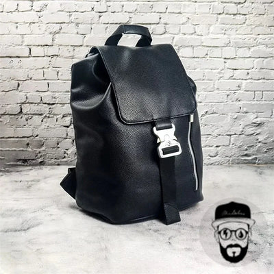 Black  ALYX  metal bucket leather backpack with large capacity and simple design ALYX backpack