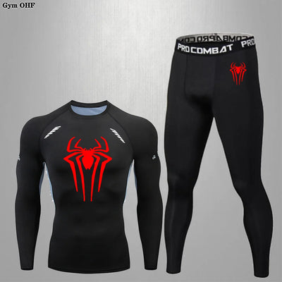 Men MMA Boxing Shorts Compression T Shirt Pants  Sportswear Spider