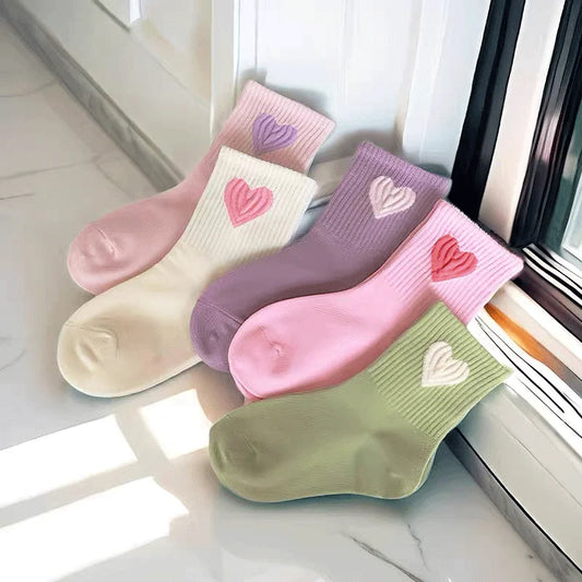 5Pairs 1-14Year Polyester Girl Mid-tube Socks Good Elasticity Wrinkle - Resistant Athletic Socks socks And Baby Heaters