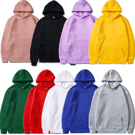 Autumn Unisex Classic Versatile Solid Color Clothing Pullover Casual Color Warm Polyester Hoodie Long Sleeve Sweatshirt S-XXL