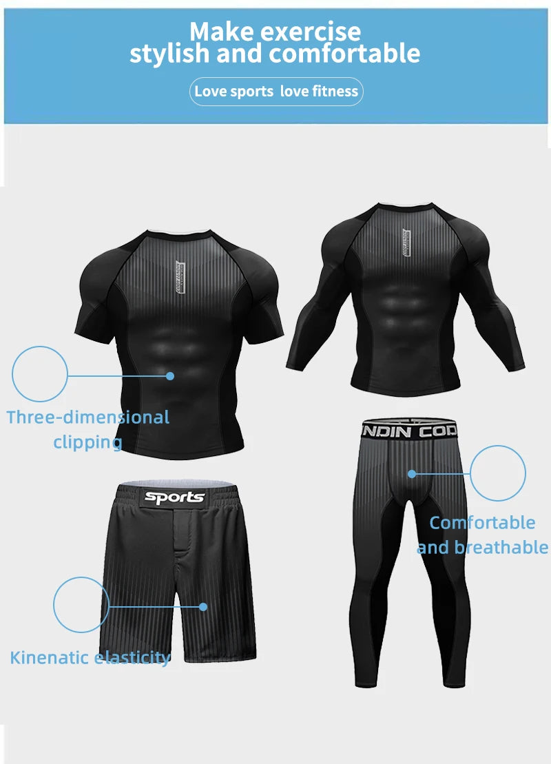 Hot sale Cody Lundin Durability MMA BJJ Rash Guard Tight Exercise Jogging T-Shirts+Pants 3D Print Compression Boxing Tracksuit