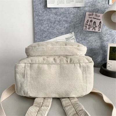 Casual Small Backpacks Aesthetic Corduroy Mini Backpack Purse Japanese Style Travel Roomly Double Shoulder Bags New Hot