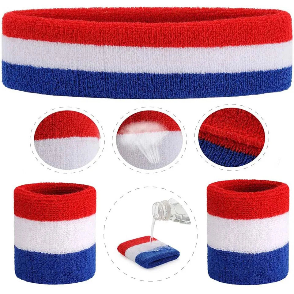 AOLIKES Sweat Band Headband Wristbands for Men - Head Wrist Sweatband Set - Ideal for Sports Athletics Event Workout Basketball