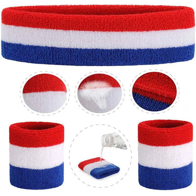 AOLIKES Sweat Band Headband Wristbands for Men - Head Wrist Sweatband Set - Ideal for Sports Athletics Event Workout Basketball