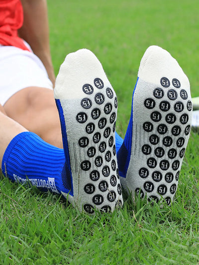 Grip Soccer Socks Anti Slip Non Slip Men's Athletic Socks for Football Basketball Sports, 4 Pair