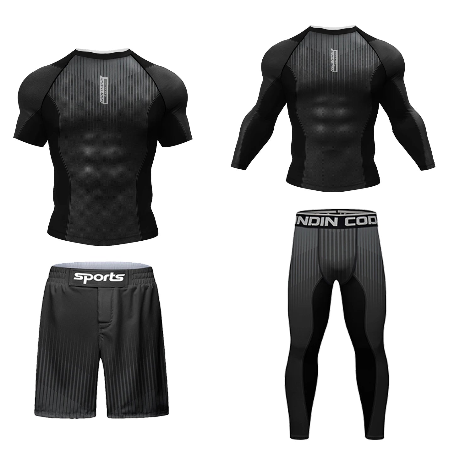 Hot sale Cody Lundin Durability MMA BJJ Rash Guard Tight Exercise Jogging T-Shirts+Pants 3D Print Compression Boxing Tracksuit