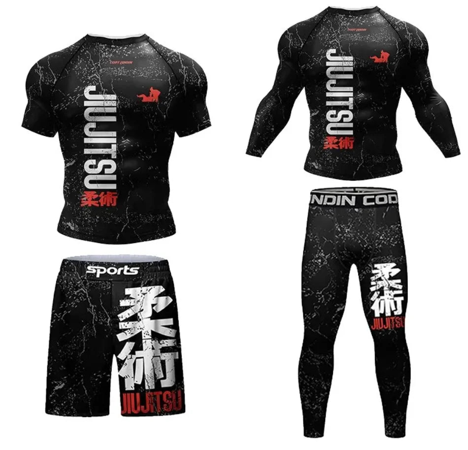 Hot sale Cody Lundin Durability MMA BJJ Rash Guard Tight Exercise Jogging T-Shirts+Pants 3D Print Compression Boxing Tracksuit