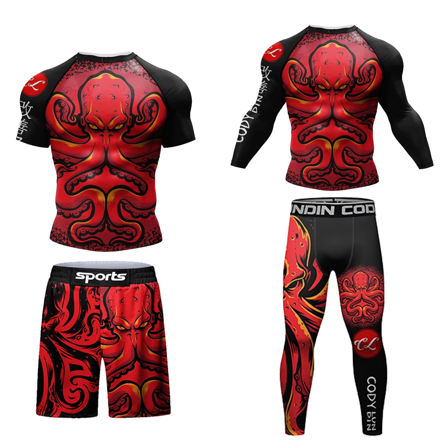 Hot sale Cody Lundin Durability MMA BJJ Rash Guard Tight Exercise Jogging T-Shirts+Pants 3D Print Compression Boxing Tracksuit