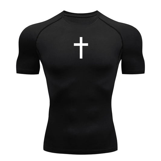 Christian Workout Compression Shirts Athletic Quick Dry Tshirts Tees Mens Gym Fitness Undershirts Tops Short Sleeve Rash Guard