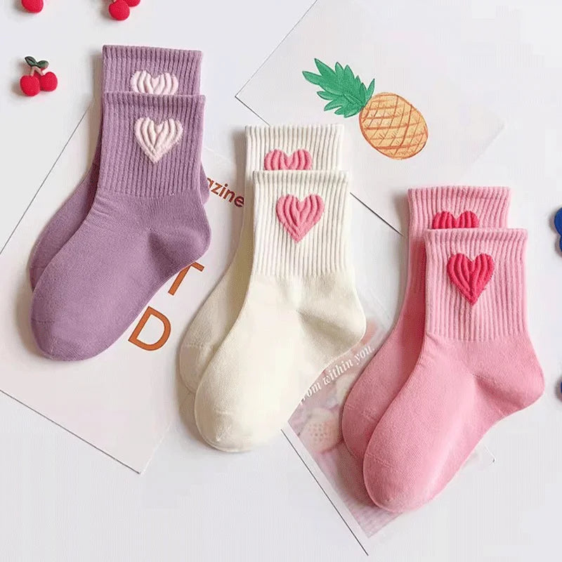 5Pairs 1-14Year Polyester Girl Mid-tube Socks Good Elasticity Wrinkle - Resistant Athletic Socks socks And Baby Heaters