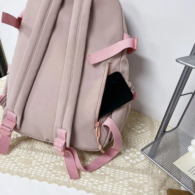 Nylon Bookbags with Plush Pendant Summer Backpack