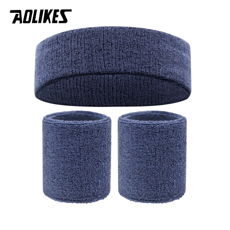 AOLIKES Sweat Band Headband Wristbands for Men - Head Wrist Sweatband Set - Ideal for Sports Athletics Event Workout Basketball