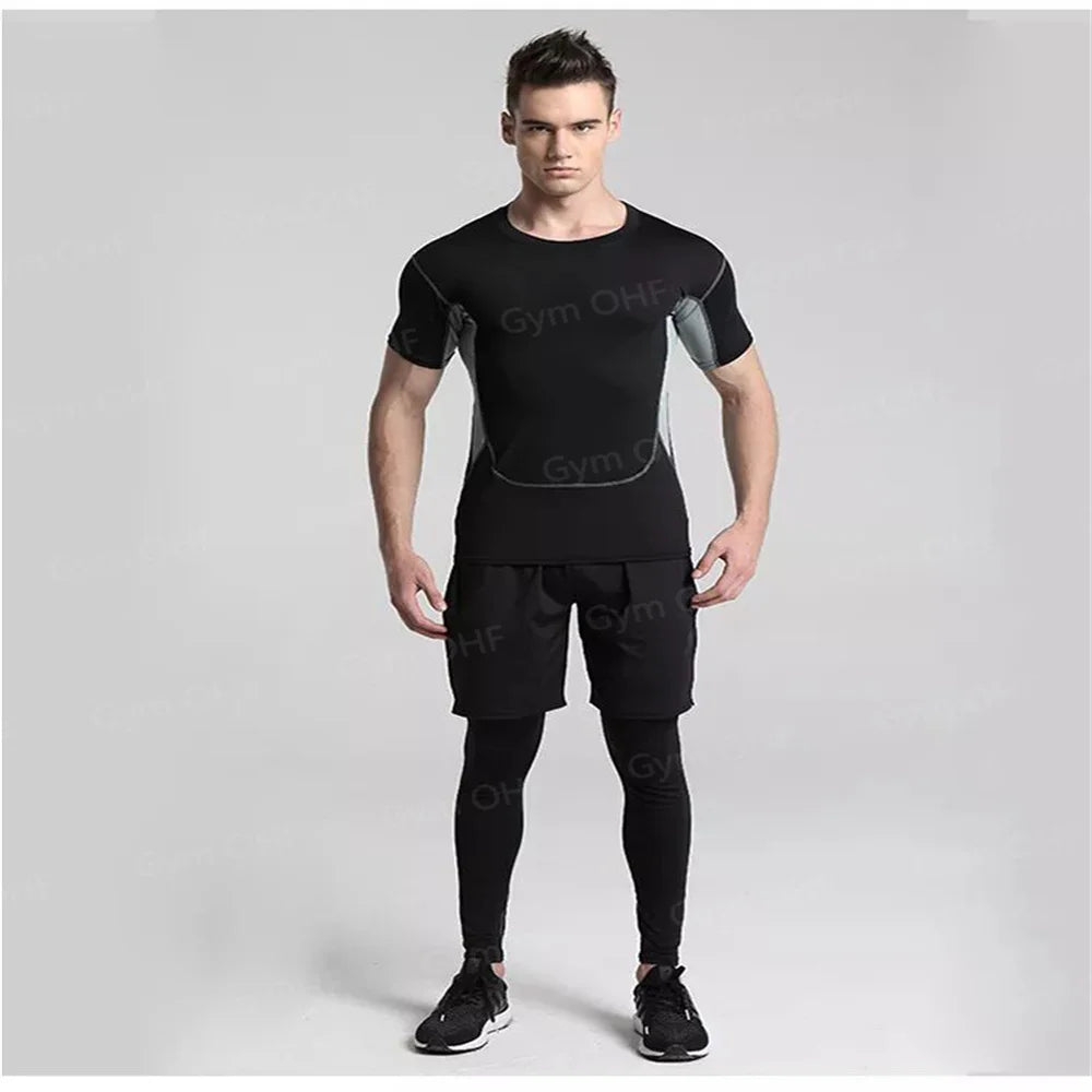 Men MMA Boxing Shorts Compression T Shirt Pants  Sportswear Spider
