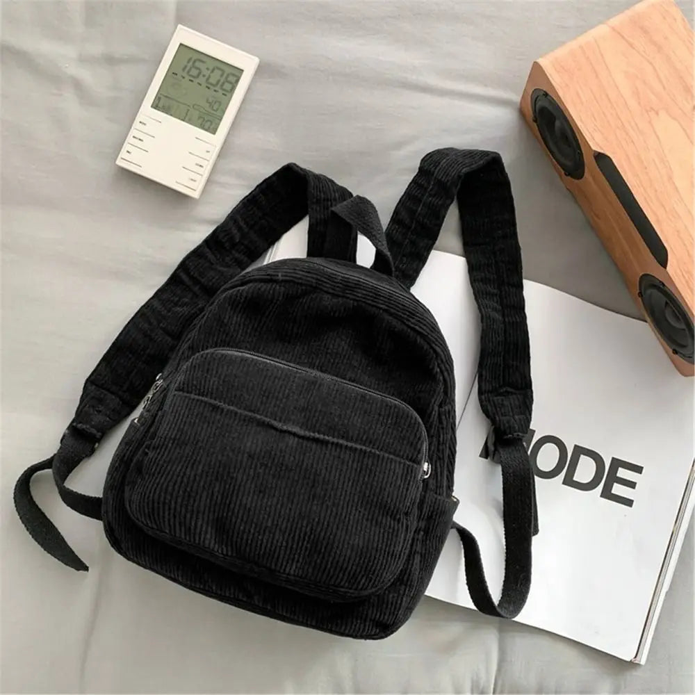 Casual Small Backpacks Aesthetic Corduroy Mini Backpack Purse Japanese Style Travel Roomly Double Shoulder Bags New Hot