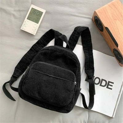Casual Small Backpacks Aesthetic Corduroy Mini Backpack Purse Japanese Style Travel Roomly Double Shoulder Bags New Hot