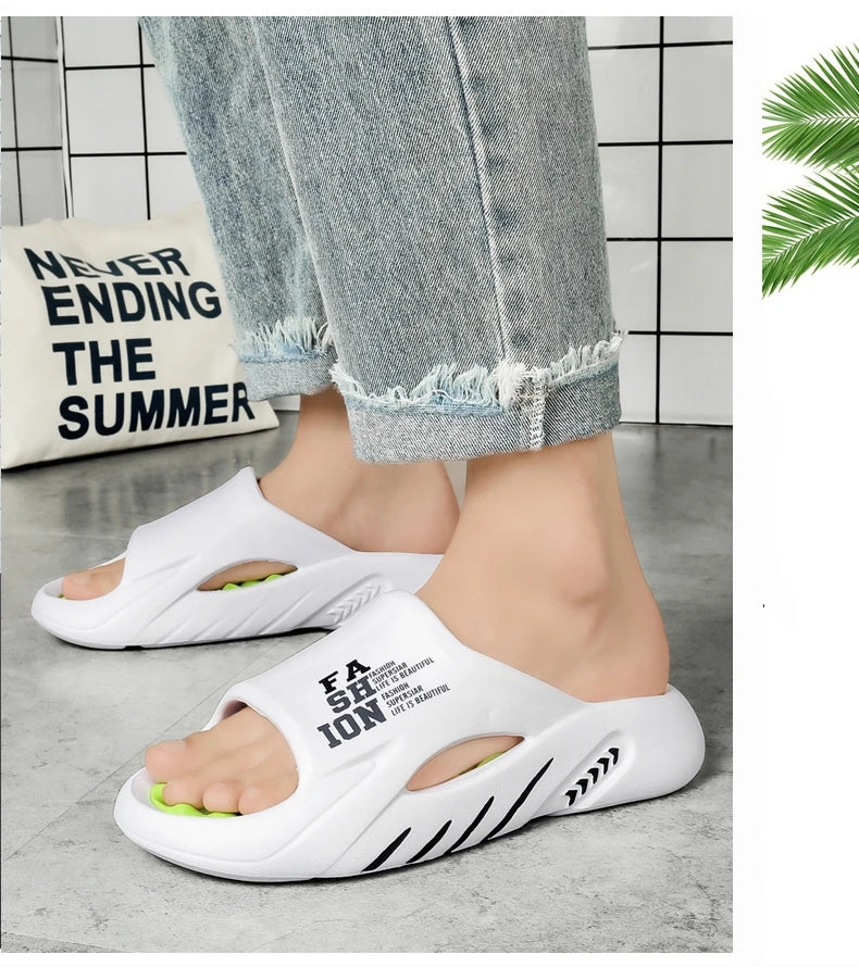 Summer Men Massage Slippers Indoor Outdoor Sandals Beach Casual Shoes Soft Sole Slides Men Flip-flops Men's Sandals Big Size 47