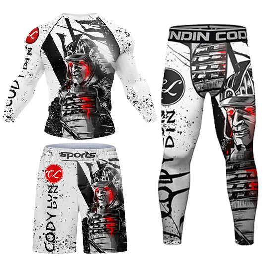 Cody Men Sportsuit With Graphic  Jiu jitsu No Gi Rashguard With Leggings MMA Shorts Bjj Fight Athletic Tracksuit Boxing Jersey