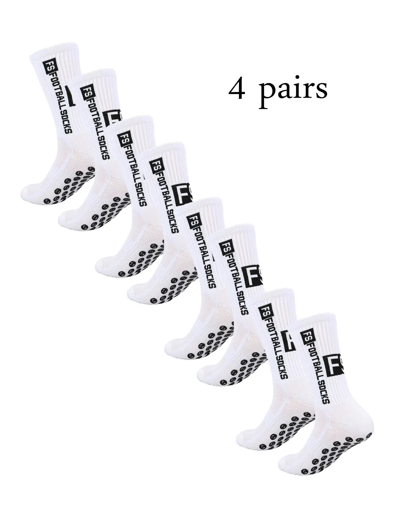 Grip Soccer Socks Anti Slip Non Slip Men's Athletic Socks for Football Basketball Sports, 4 Pair