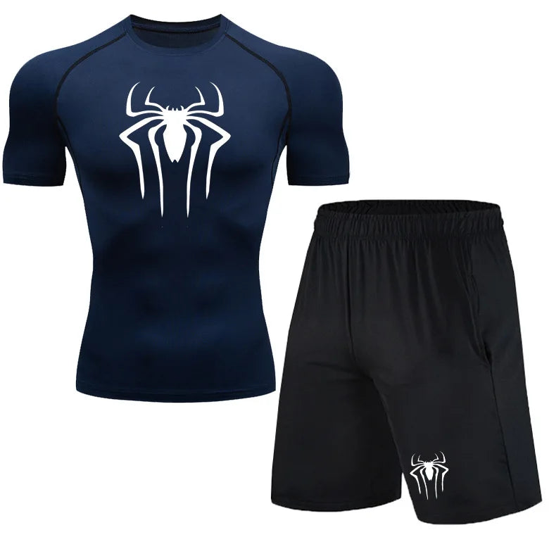 Spiderman Men's Compression Printing Shirts Short Sleeve & Shorts