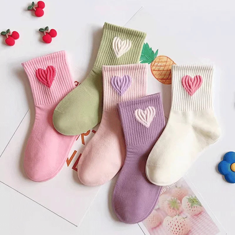 5Pairs 1-14Year Polyester Girl Mid-tube Socks Good Elasticity Wrinkle - Resistant Athletic Socks socks And Baby Heaters