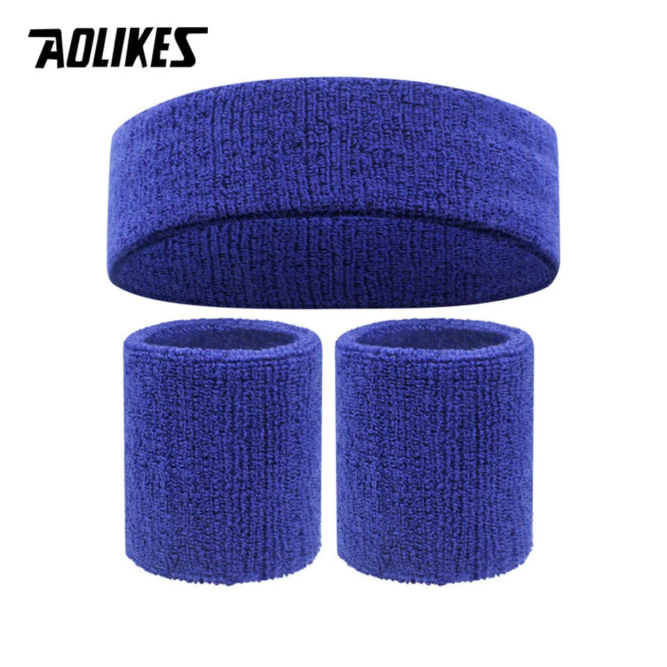 AOLIKES Sweat Band Headband Wristbands for Men - Head Wrist Sweatband Set - Ideal for Sports Athletics Event Workout Basketball