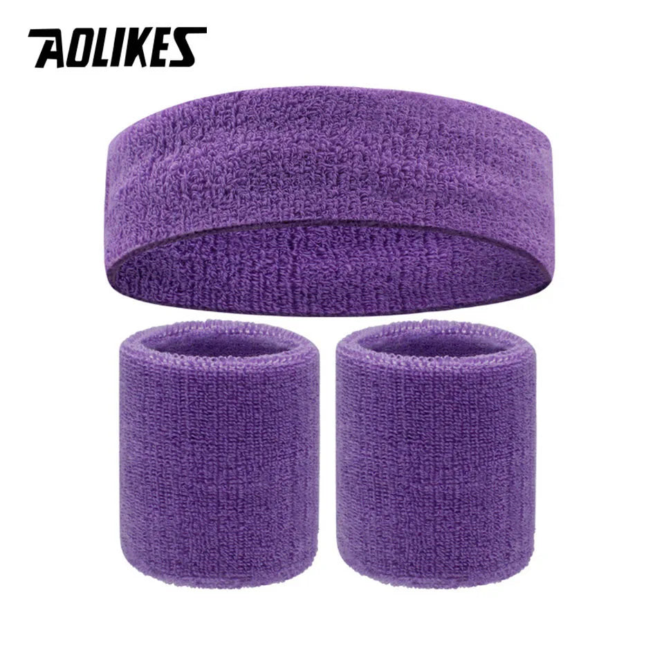 AOLIKES Sweat Band Headband Wristbands for Men - Head Wrist Sweatband Set - Ideal for Sports Athletics Event Workout Basketball