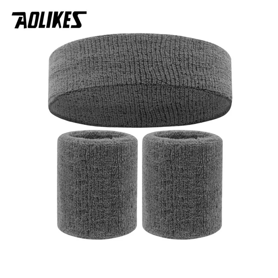 AOLIKES Sweat Band Headband Wristbands for Men - Head Wrist Sweatband Set - Ideal for Sports Athletics Event Workout Basketball