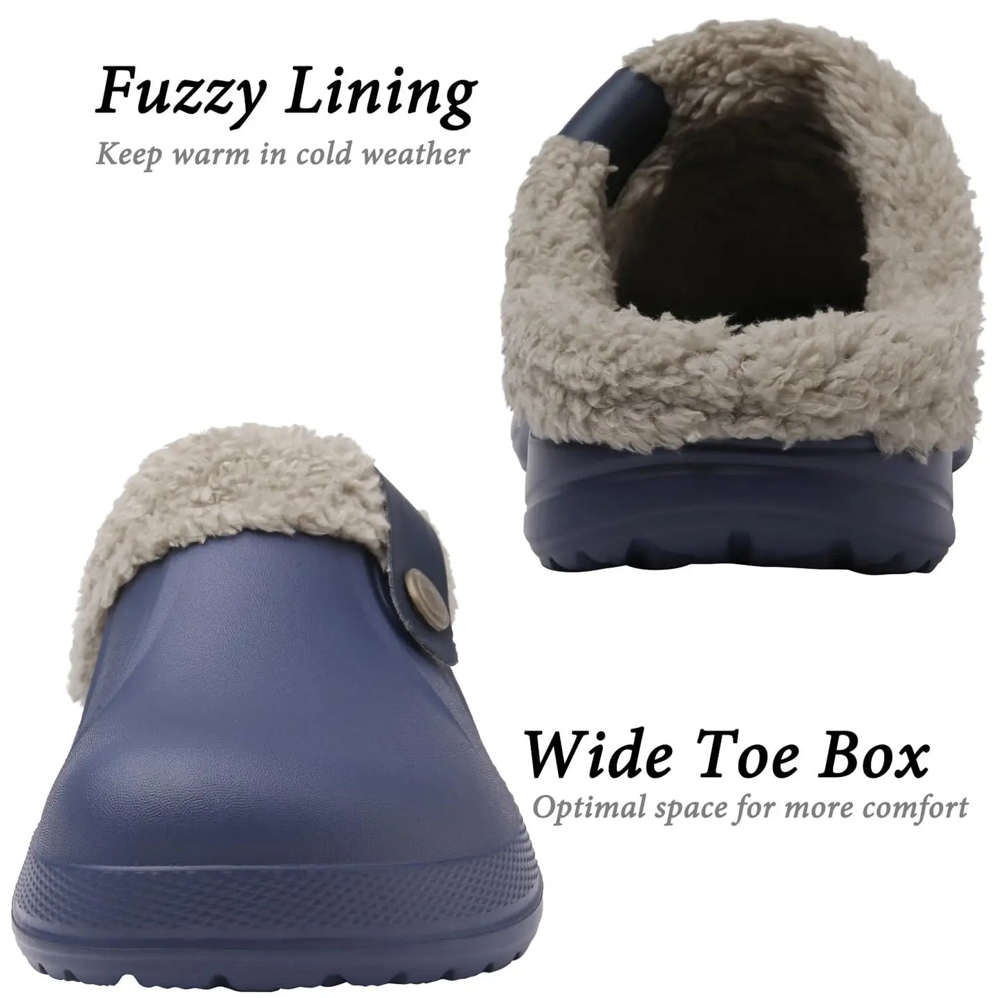 Kidmi Fashion Men Fur Shoes Winter Fuzzy Men Garden Shoes Soft Waterproof Shoes For Men Indoor and Outdoor Antiskid Houes Shoes